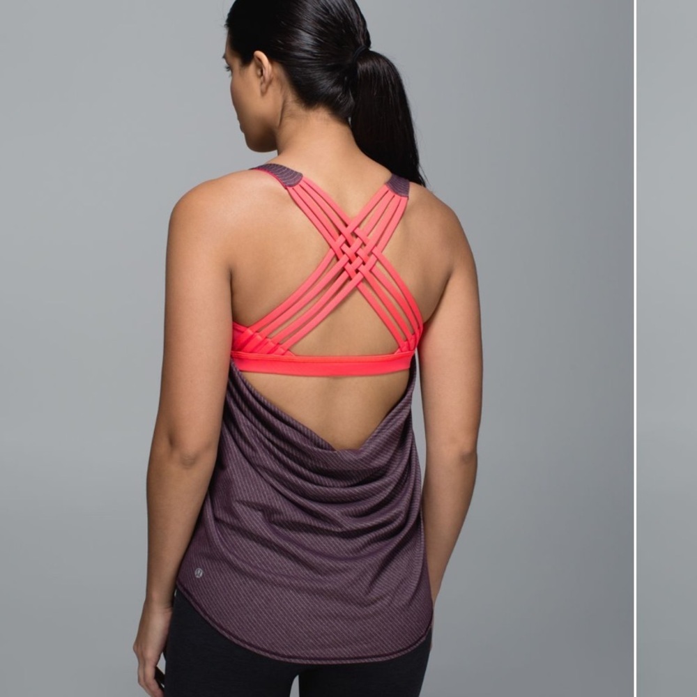 lululemon‎ Wild Tank Built In Bra Heathered Black Cherry/Electric Coral